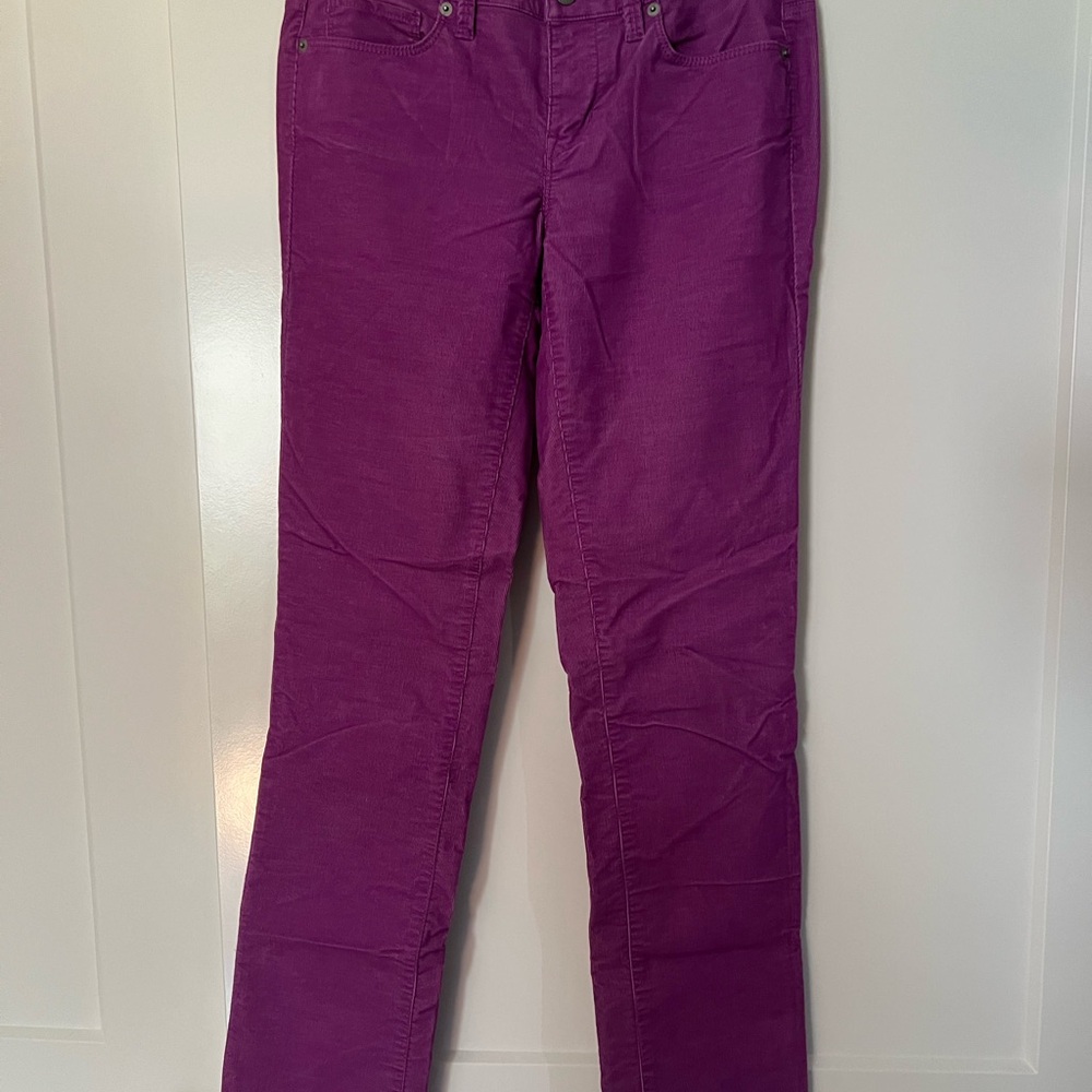 Ann Taylor LOFT Modern Straight Purple Corduroy Pants
